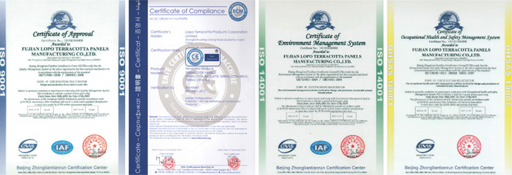 Certificates of LOPO Terracotta