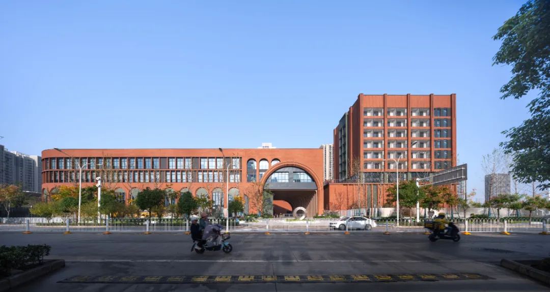 Sustainable terracotta tiles used in the construction of BASIS Wuhan International School's exterior walls.