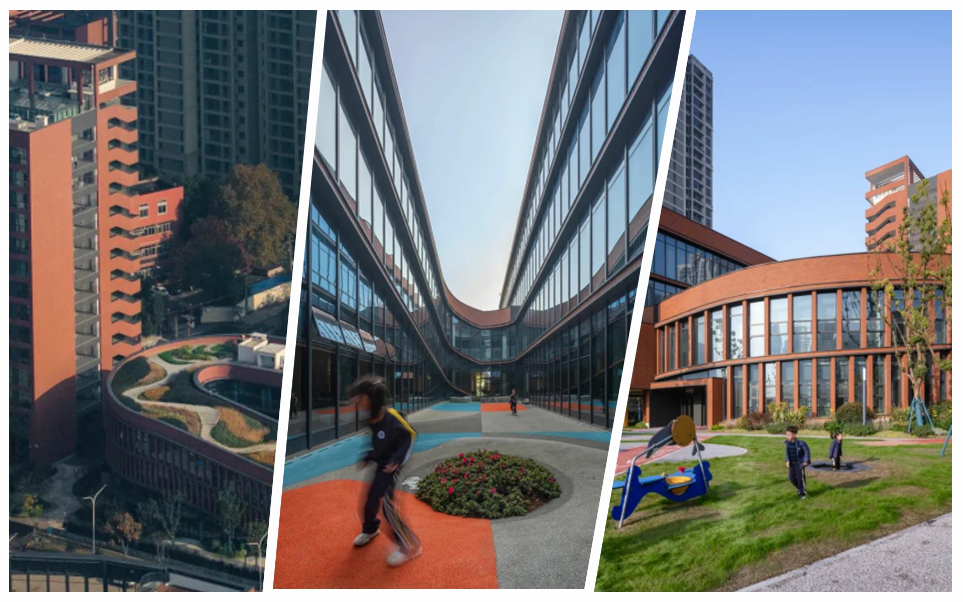 View of terracotta utilized in modern architectural design at BASIS Wuhan International School.