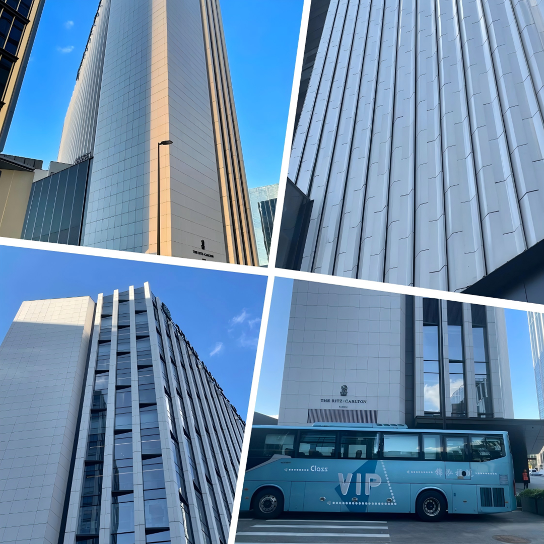 A detailed close-up of the Suzhou China World Trade Center’s facade, highlighting the seamless integration of LOPO Terracotta panels in architectural design.