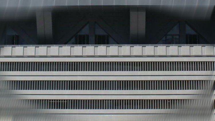 Close-up of Terracotta Louvers integrated into the building exterior for ventilation and shading.